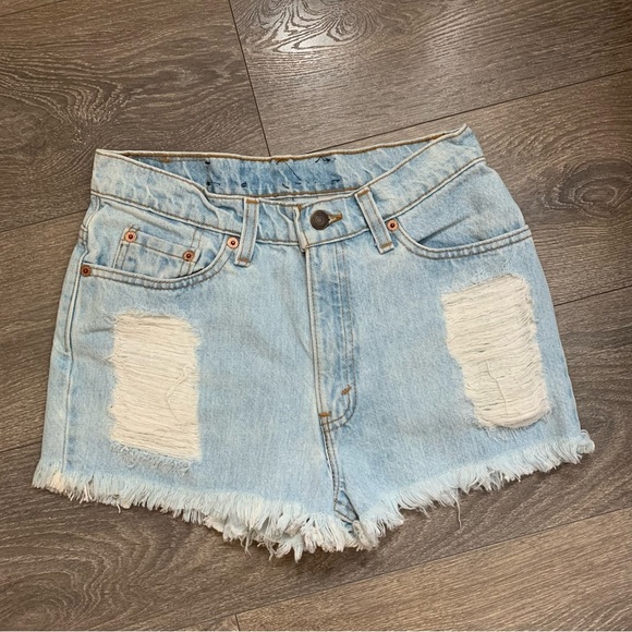 Levi's Thrasher Jorts Jean Shorts Denim Distressed Cutoffs 12th tribe light wash - Picture 3 of 15